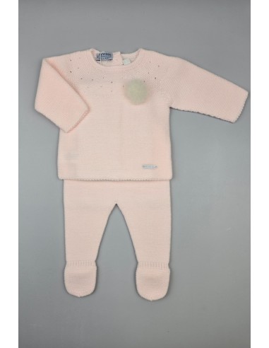 CONJUNTO UNISEX PRIMERA PUESTA MOCETA DE PANGASA BABY, ROSA BEBÉ. INVIERNO 25.