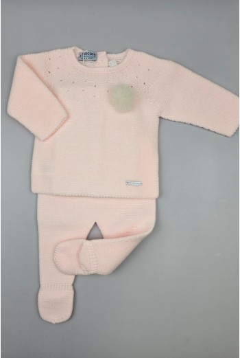 CONJUNTO UNISEX PRIMERA PUESTA MOCETA DE PANGASA BABY, ROSA BEBÉ. INVIERNO 25. 2
