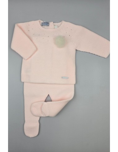 CONJUNTO UNISEX PRIMERA PUESTA MOCETA DE PANGASA BABY, ROSA BEBÉ. INVIERNO 25.