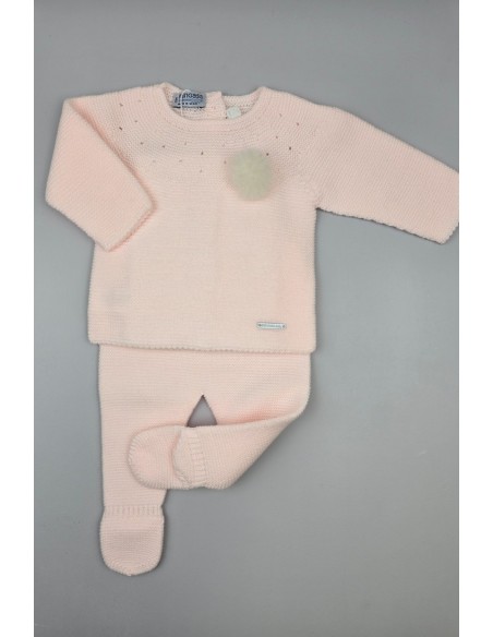 CONJUNTO UNISEX PRIMERA PUESTA MOCETA DE PANGASA BABY, ROSA BEBÉ. INVIERNO 25.
