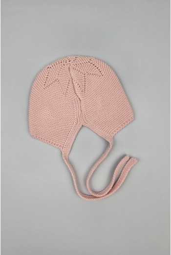 CAPOTA ESTRELLA CON POMPÓN DE PANGASA BABY, ROSA EMPOLVADO. INVIERNO 25. 2