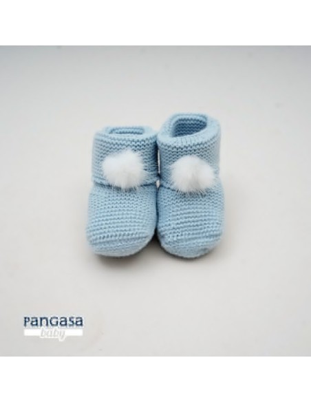 BOTITA UNISEX POMPÓN DE PANGASA BABY, CELESTE EMPOLVADO. INVIERNO 25.
