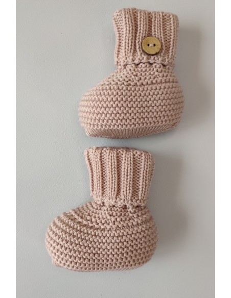 BOTITA UNISEX DE PANGASA BABY, ROSA VINTAGE. PUNTO GRUESO. INVIERNO 25.