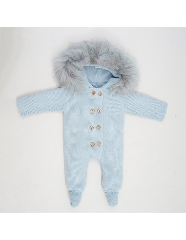 BUZO DOBLE CON PIE PELO NATURAL DE PANGASA BABY, CELESTE EMPOLVADO. INVIERNO 25