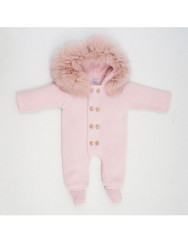 BUZO DOBLE CON PIE PELO NATURAL DE PANGASA BABY, ROSA EMPOLVADO. INVIERNO 25
