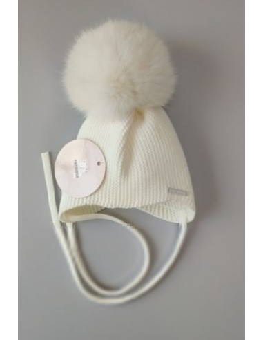 GORRO OREJERO PANGASA POMPÓN SINTÉTICO, MARFIL. INVIERNO 25.