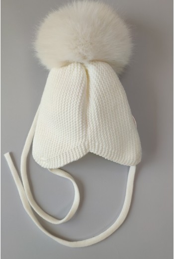 GORRO OREJERO PANGASA POMPÓN SINTÉTICO, MARFIL. INVIERNO 25. 2