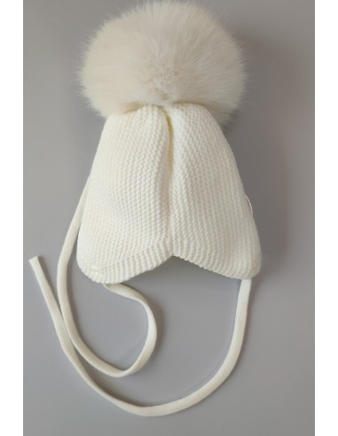 GORRO OREJERO PANGASA POMPÓN SINTÉTICO, MARFIL. INVIERNO 25.
