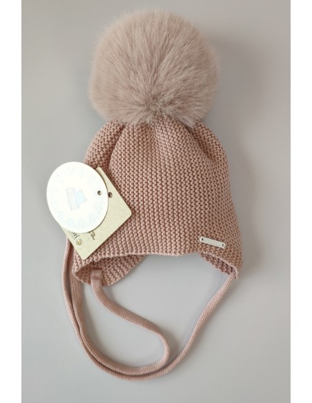 GORRO OREJERO PANGASA POMPÓN SINTÉTICO, ROSA VINTAGE. INVIERNO 25.