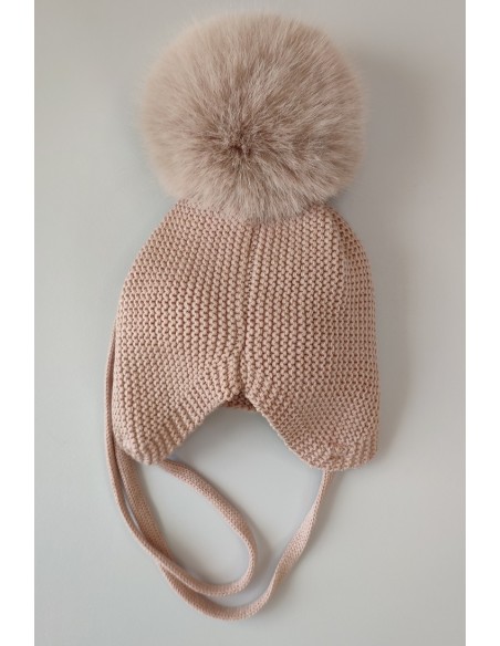 GORRO OREJERO PANGASA POMPÓN SINTÉTICO, ROSA VINTAGE. INVIERNO 25.