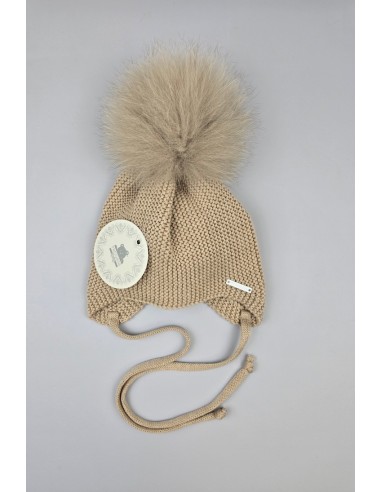 GORRO OREJERO PANGASA POMPÓN NATURAL, ARENA. INVIERNO 25.