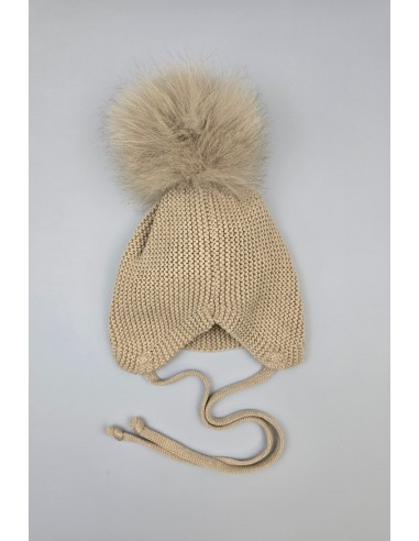 GORRO OREJERO PANGASA POMPÓN NATURAL, ARENA. INVIERNO 25.