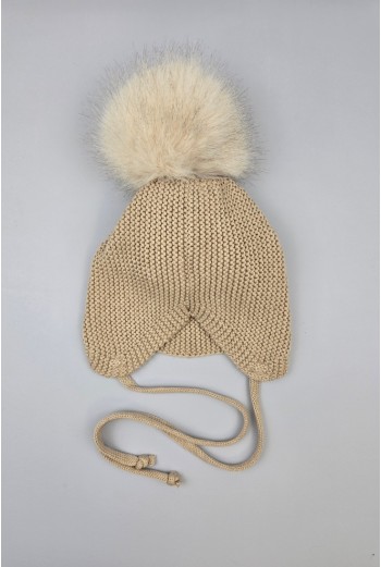 GORRO OREJERO PANGASA POMPÓN SINTÉTICO, ARENA. INVIERNO 25. 2