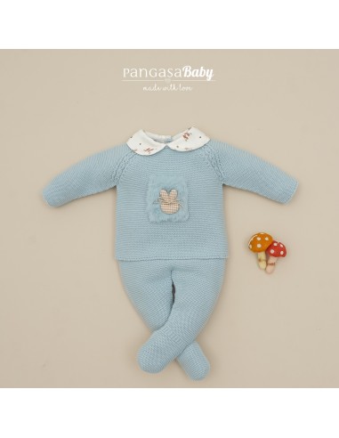 PRIMERA PUESTA NIÑO COLECCIÓN PETIT BAMBI DE PANGASA BABY, CELESTE EMPOLVADO. INVIERNO 25.