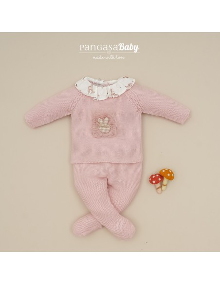 PRIMERA PUESTA NIÑA COLECCIÓN PETIT BAMBI DE PANGASA BABY, ROSA EMPOLVADO. INVIERNO 25.
