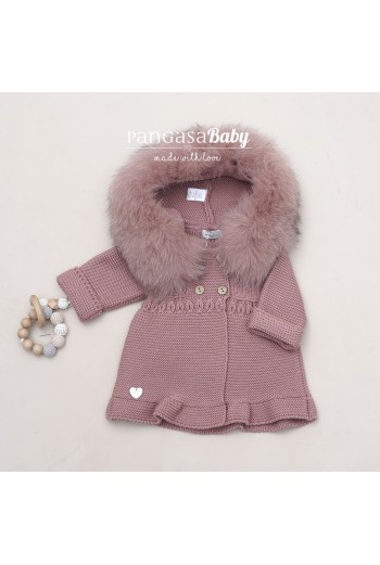 ABRIGO OCHOS PELO NATURAL DE PANGASA BABY, ROSÉ. INVIERNO 25. 2
