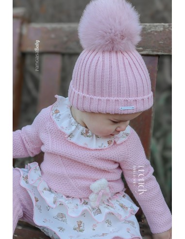 CONJUNTO NIÑA COLECCIÓN TINY BEAR DE PANGASA BABY, ROSA EMPOLVADO. INVIERNO 25.