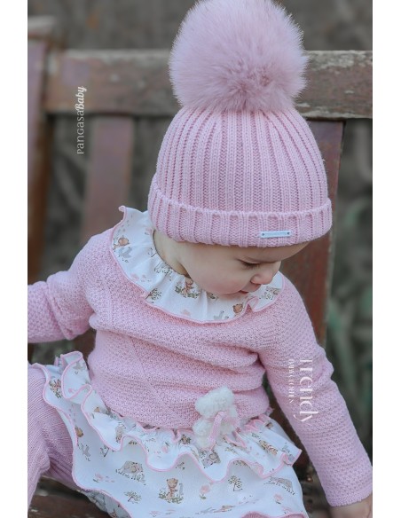 CONJUNTO NIÑA COLECCIÓN TINY BEAR DE PANGASA BABY, ROSA EMPOLVADO. INVIERNO 25.