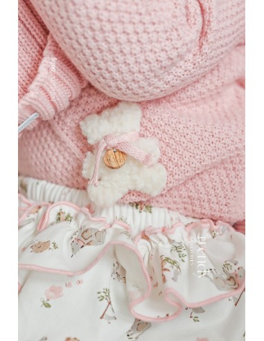 CONJUNTO NIÑA COLECCIÓN TINY BEAR DE PANGASA BABY, ROSA EMPOLVADO. INVIERNO 25.