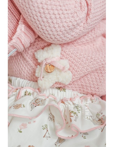 CONJUNTO NIÑA COLECCIÓN TINY BEAR DE PANGASA BABY, ROSA EMPOLVADO. INVIERNO 25.