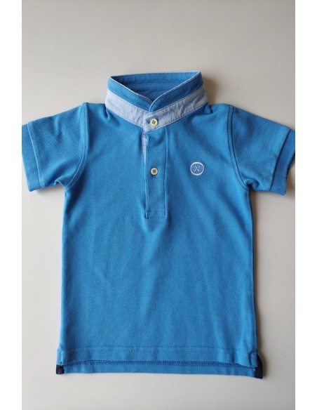 POLO NIÑO AZULÓN CUELLO MAO DE NACHETE.