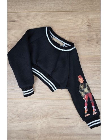 JESUSITO Y SUDADERA CORTA DELIA DE NOMA FERNÁNDEZ, TOPOS NEGROS. INVIERNO 25.