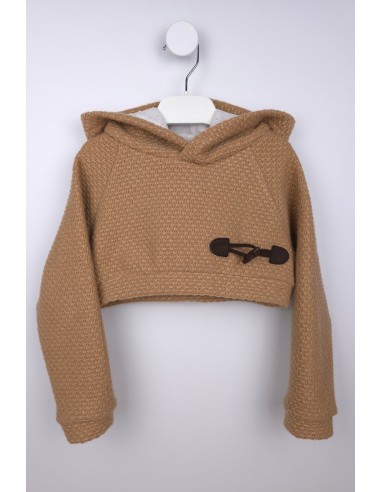 CONJUNTO NIÑA SHORT, BLUSÓN Y JERSEY CORTO COLECCIÓN VENUS DE NOMA FERNÁNDEZ, CAMEL/MARRÓN. INVIERNO 25.