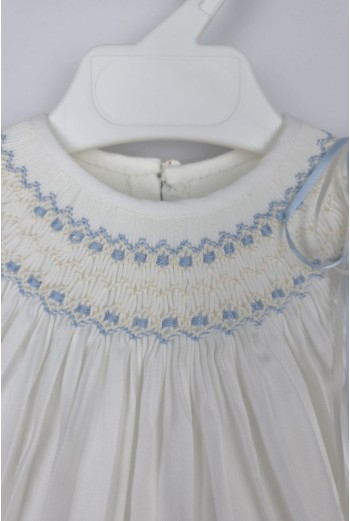 RANITA VIELLA PUNTO SMOCK DE BELÁN, CRUDO/AZUL. INVIERNO 22. 2