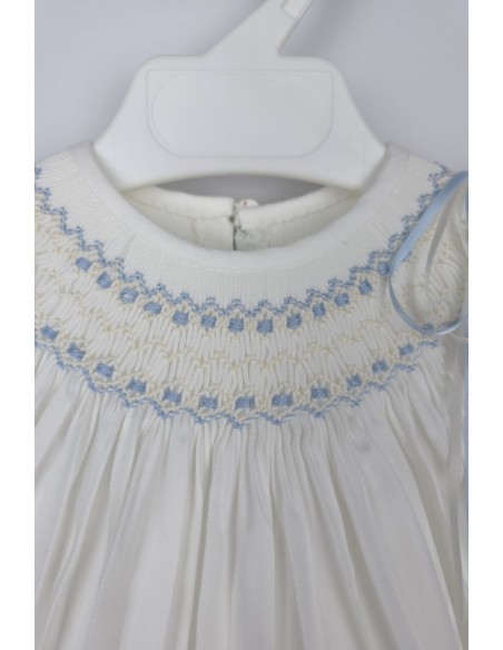 RANITA VIELLA PUNTO SMOCK DE BELÁN, CRUDO/AZUL. INVIERNO 22.