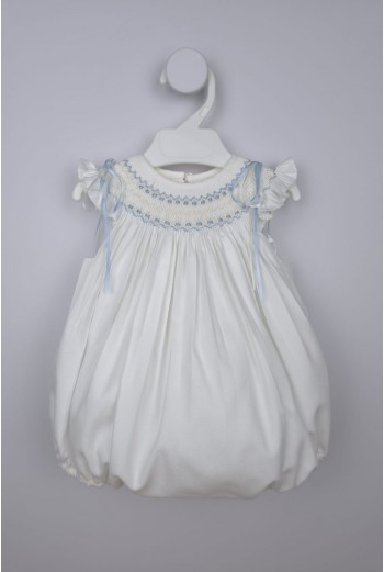 RANITA VIELLA PUNTO SMOCK DE BELÁN, CRUDO/AZUL. INVIERNO 22.