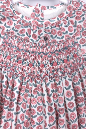 VESTIDO PUNTO SMOCK MARGOT DE TARTALETA, MARSALA. INVIERNO 25. 2