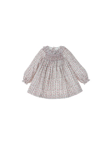 VESTIDO PUNTO SMOCK MARGOT DE TARTALETA, MARSALA. INVIERNO 25.