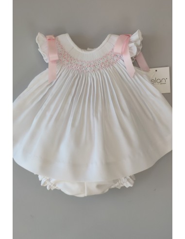 JESUSITO VIELLA PUNTO SMOCK MOD. LISA DE BELÁN, BLANCO/ROSA. INVIERNO 25.