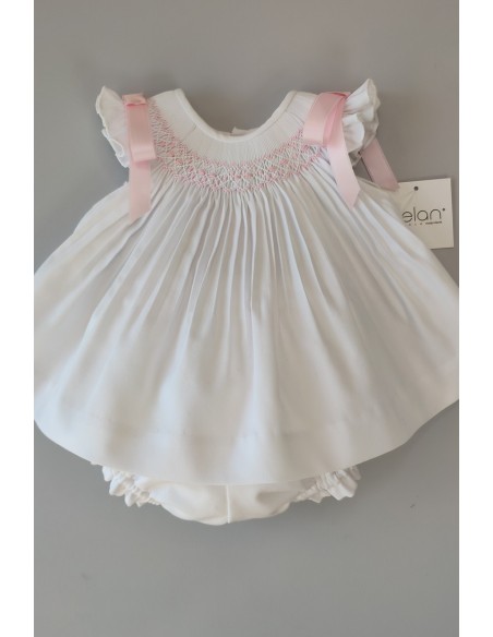 JESUSITO VIELLA PUNTO SMOCK MOD. LISA DE BELÁN, BLANCO/ROSA. INVIERNO 25.