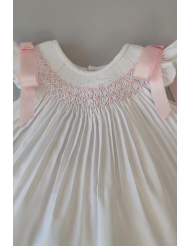 JESUSITO VIELLA PUNTO SMOCK MOD. LISA DE BELÁN, BLANCO/ROSA. INVIERNO 25.