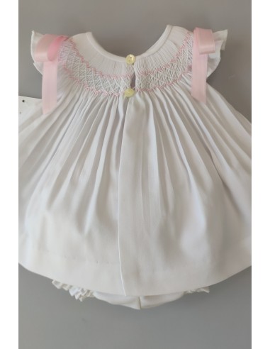 JESUSITO VIELLA PUNTO SMOCK MOD. LISA DE BELÁN, BLANCO/ROSA. INVIERNO 25.