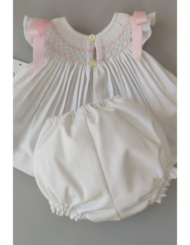 JESUSITO VIELLA PUNTO SMOCK MOD. LISA DE BELÁN, BLANCO/ROSA. INVIERNO 25.