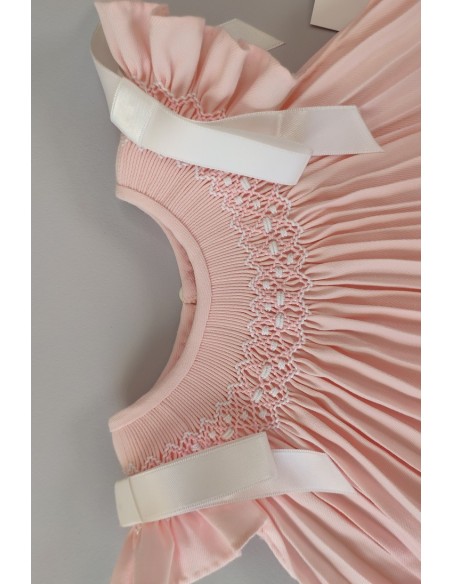 JESUSITO VIELLA PUNTO SMOCK MOD. LISA DE BELÁN, ROSA/BLANCO. INVIERNO 25.