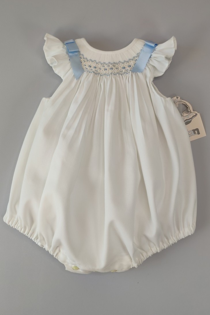 RANITA VIELLA PUNTO SMOCK MOD. LISA DE BELÁN, CRUDO/AZUL. INVIERNO 25.