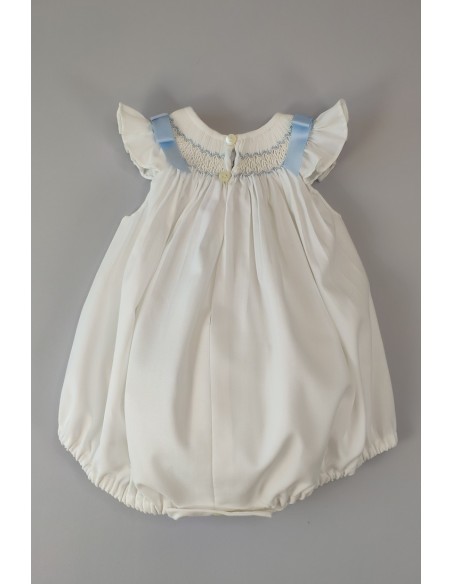 RANITA VIELLA PUNTO SMOCK MOD. LISA DE BELÁN, CRUDO/AZUL. INVIERNO 25.
