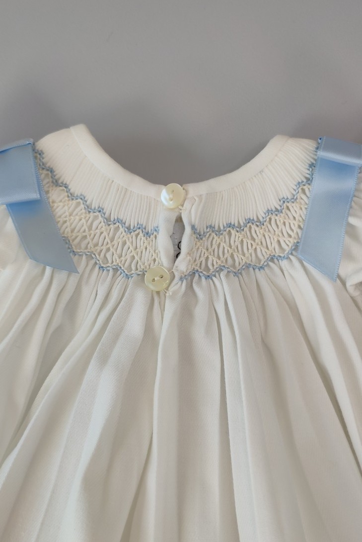 RANITA VIELLA PUNTO SMOCK MOD. LISA DE BELÁN, CRUDO/AZUL. INVIERNO 25.