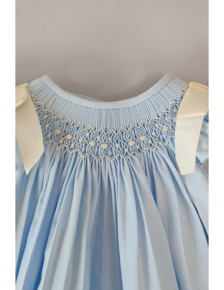 RANITA VIELLA PUNTO SMOCK MOD. LISA DE BELÁN, AZUL/CRUDO. INVIERNO 25.