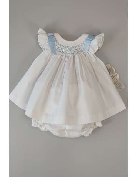 JESUSITO VIELLA PUNTO SMOCK MOD. LISA DE BELÁN, BLANCO/AZUL. INVIERNO 25.