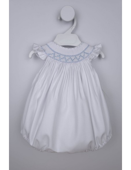 RANITA VIELLA PUNTO SMOCK MOD. ÁNGEL DE BELÁN, BLANCO/AZUL. INVIERNO 25.