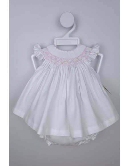 JESUSITO VIELLA PUNTO SMOCK MOD. ÁNGEL DE BELÁN, BLANCO/ROSA. INVIERNO 25.