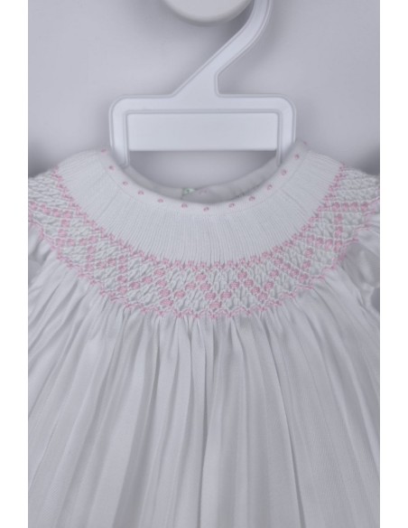 JESUSITO VIELLA PUNTO SMOCK MOD. ÁNGEL DE BELÁN, BLANCO/ROSA. INVIERNO 25.