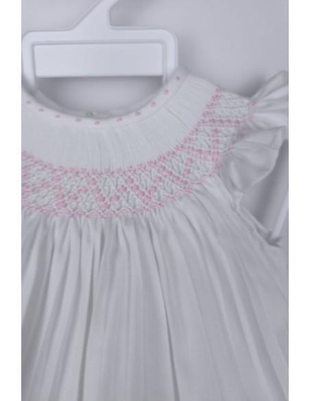 JESUSITO VIELLA PUNTO SMOCK MOD. ÁNGEL DE BELÁN, BLANCO/ROSA. INVIERNO 25.