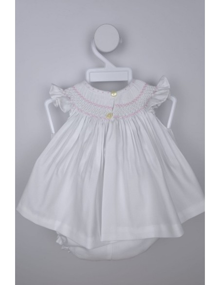 JESUSITO VIELLA PUNTO SMOCK MOD. ÁNGEL DE BELÁN, BLANCO/ROSA. INVIERNO 25.