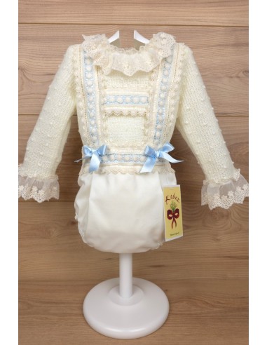 CONJUNTO NIÑO DE PUNTO CRUDO/CELESTE (2 PIEZAS), W05. KOBEZ. INVIERNO.