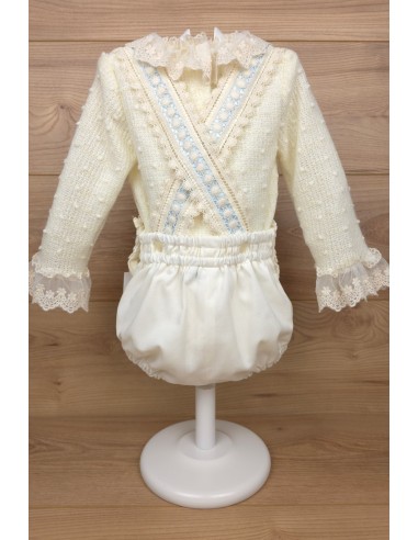 CONJUNTO NIÑO DE PUNTO CRUDO/CELESTE (2 PIEZAS), W05. KOBEZ. INVIERNO.